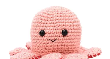 Polvo do Humor Rosa Reversível Feliz Bravo em Amigurumi