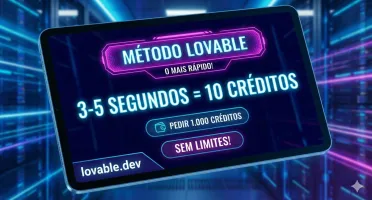 Método Lovable 21/01/2026 leva 3 segundos para enviar 10 cre