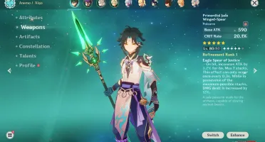 conta genshin impact com 6 personagens 5 estrelas