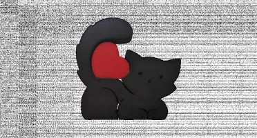 Gato Decorativo com Coração em Impressão 3D
