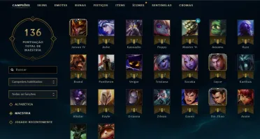 CONTA LOL PLATINA 3 LVL 60 37 CHAMPS 10 SKINS