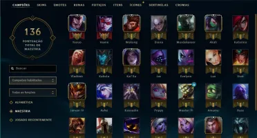 CONTA LOL PLATINA 3 LVL 60 37 CHAMPS 10 SKINS