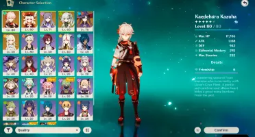 AR 47 com Kazuha C1, Klee, Nahida, Heizhou C6