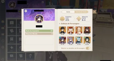 Conta Genshin Impact AR57 10 personagens 5* e Aloy