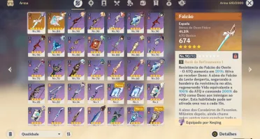 Conta Genshin Impact AR57 10 personagens 5* e Aloy