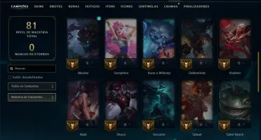 Unranked com 40 Champs e 9 Skins