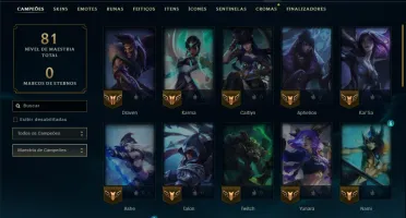 Unranked com 40 Champs e 9 Skins
