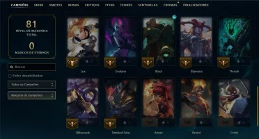Unranked com 40 Champs e 9 Skins