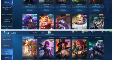 Conta mobile legends lvl 64 com 53 herois e 56 skins...
