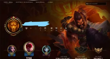 Conta de LOL borda Ouro 108 champs 66 skins 11 pág. de runa