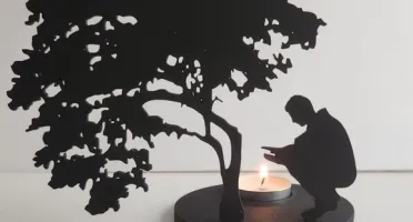 Luminária Decorativa em MDF com Vela 15 x 12 cm