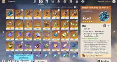 AR50 –Mavuika com BIS+Mizuki+Citlali+Nilou+Baizhu+Dehya e +
