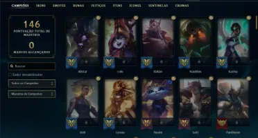 Conta Platina 1 com 110 Champs e 81 Skins ( MAIN SUP )