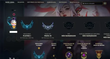Conta Platina 1 com 110 Champs e 81 Skins ( MAIN SUP )