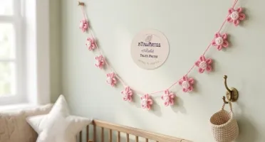 Varal de Flores Personalizadas em Tricotin