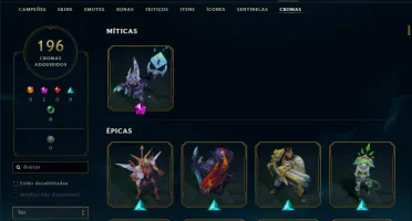 Conta LOL Main Supp Todos os Champs 209 Skins