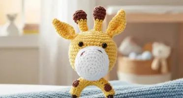 Chocalho Girafa Grande em Amigurumi