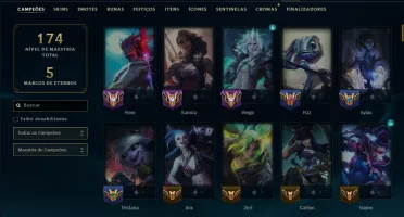 Platina 2 com 130 Champs e 46 Skins +2 Prestigios +1 Rara