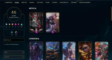Platina 2 com 130 Champs e 46 Skins +2 Prestigios +1 Rara