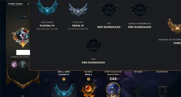 Platina 4 com 120 Champs e 140 Skins ( JG / SUP )