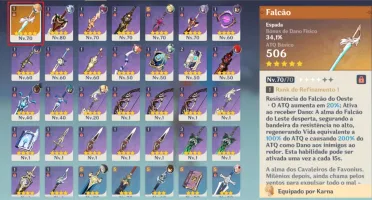 AR50 com Eula, Diluc, Zhongli, Mona c1 e Keqing (Arma T5)