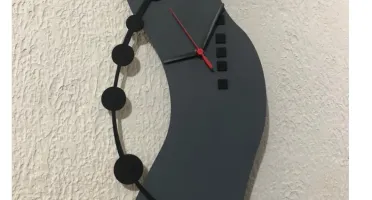 Relógio Moderno Cinza e Preto em MDF 42 x 20 cm