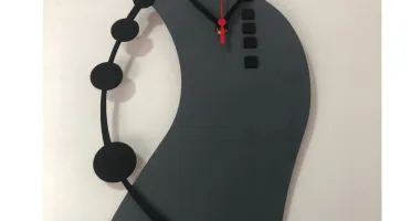 Relógio Moderno Cinza e Preto em MDF 42 x 20 cm