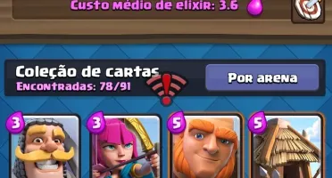 clash Royale arena 8 level 9 com 6 lendárias