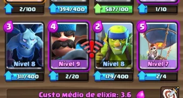 clash Royale arena 8 level 9 com 6 lendárias