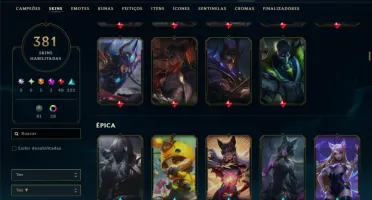 Prata 3 com TODOS os champs e 381 Skins ( ADC / SUP / MID )