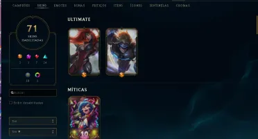 Conta Lol Gold 2, email ok, 71 skins (ultimate), honra 4,2/3