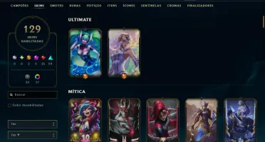 Conta Full Acesso Lvl 212 Platina 4 | 129 Skins | 5 Miticas