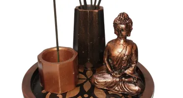 Conjunto incensário Zen de gesso com 4 peças