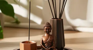 Conjunto incensário Zen de gesso com 4 peças