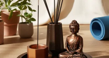 Conjunto incensário Zen de gesso com 4 peças