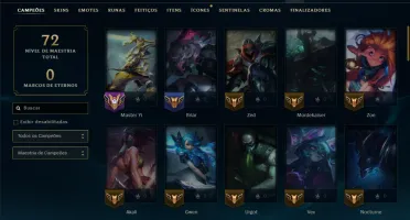 Platina 4 com 70 Champs e 52 Skins ( JG / MID / ADC )