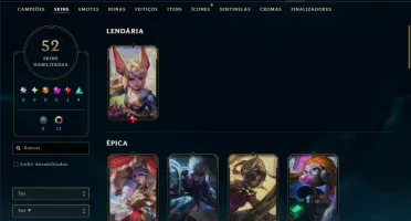 Platina 4 com 70 Champs e 52 Skins ( JG / MID / ADC )