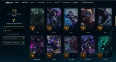 Platina 4 com 70 Champs e 52 Skins ( JG / MID / ADC )