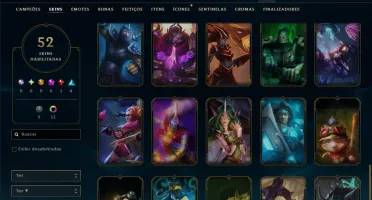 Platina 4 com 70 Champs e 52 Skins ( JG / MID / ADC )