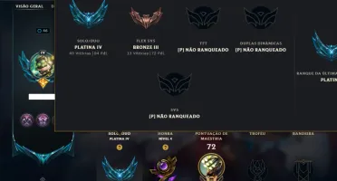 Platina 4 com 70 Champs e 52 Skins ( JG / MID / ADC )