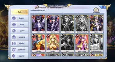 Conta saint Seiya awakening lvl 49 muito upada