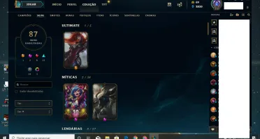 Conta RARA Diamante c/ todos os champs e 87 skins