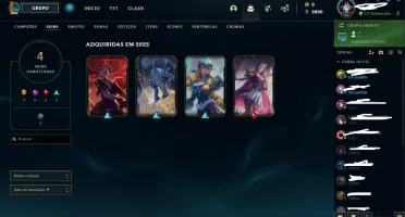 conta platina III com winrate de 60% 4 skins leandárias