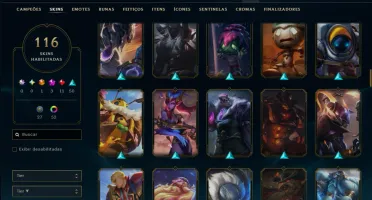 Unranked com 110 Champs e 116 Skins ( JG / ADC / TOP )