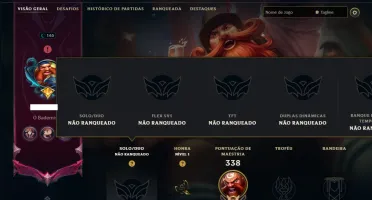 Unranked com 110 Champs e 116 Skins ( JG / ADC / TOP )