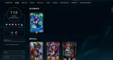Unranked com 110 Champs e 116 Skins ( JG / ADC / TOP )
