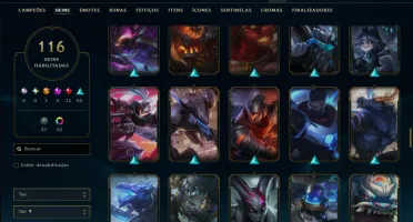 Unranked com 110 Champs e 116 Skins ( JG / ADC / TOP )