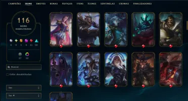 Unranked com 110 Champs e 116 Skins ( JG / ADC / TOP )