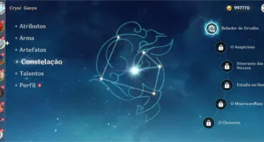 Conta com Ganyu C1 e Diluc C1 e Harpa Celestial AR 39
