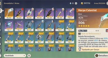 Conta com Ganyu C1 e Diluc C1 e Harpa Celestial AR 39